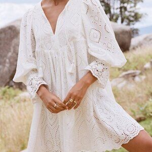 EUC Spell Dylan Smock Dress White XS